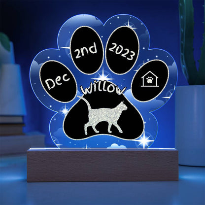 Russian White - Personalized Cat Gotcha Day Acrylic Paw Print Plaque