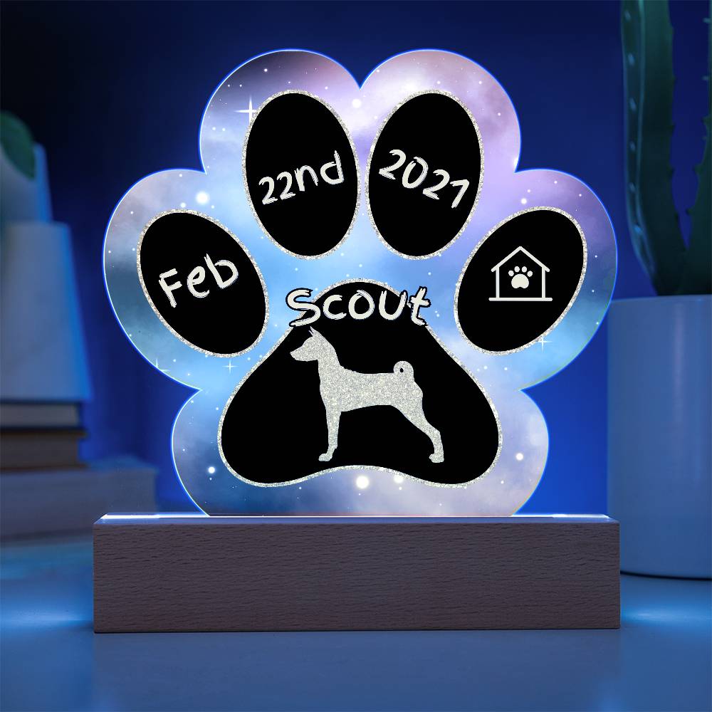 Basenji - Personalized Dog Gotcha Day Acrylic Paw Print Plaque