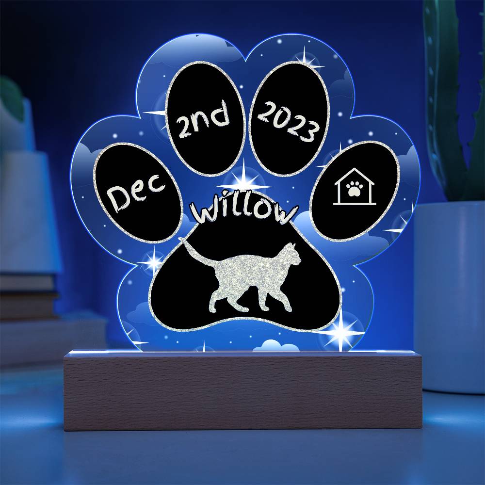 Khao  Manee - Personalized Cat Gotcha Day Acrylic Paw Print Plaque