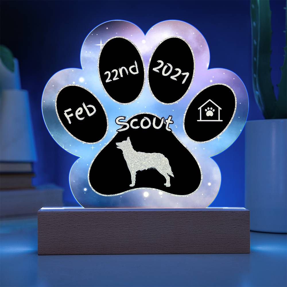 Mudi - Personalized Dog Gotcha Day Acrylic Paw Print Plaque