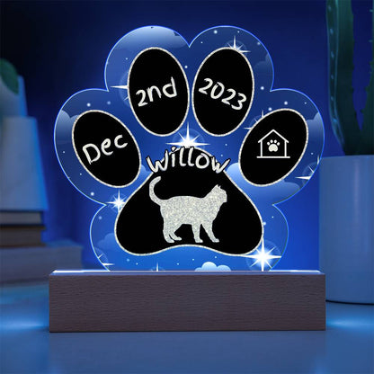 Ojos Azules - Personalized Cat Gotcha Day Acrylic Paw Print Plaque