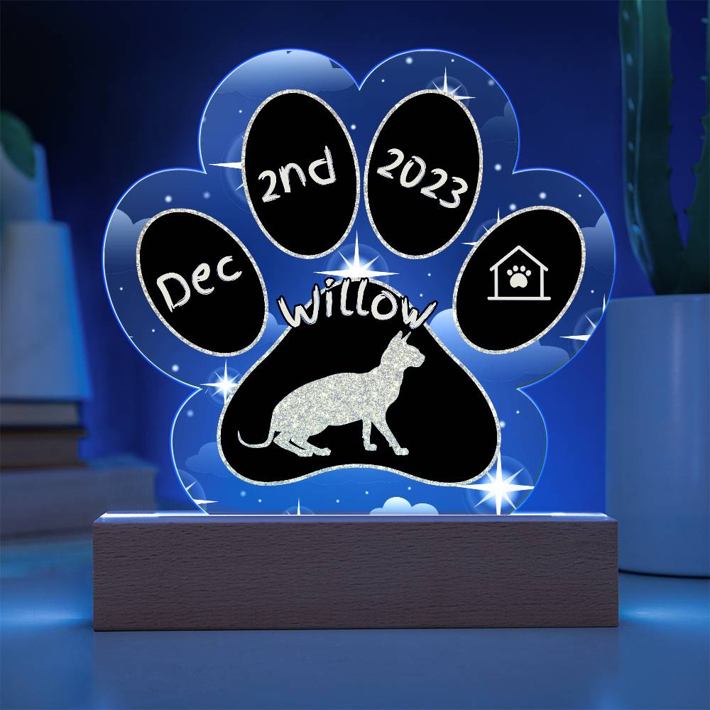 Don Sphynx - Personalized Cat Gotcha Day Acrylic Paw Print Plaque