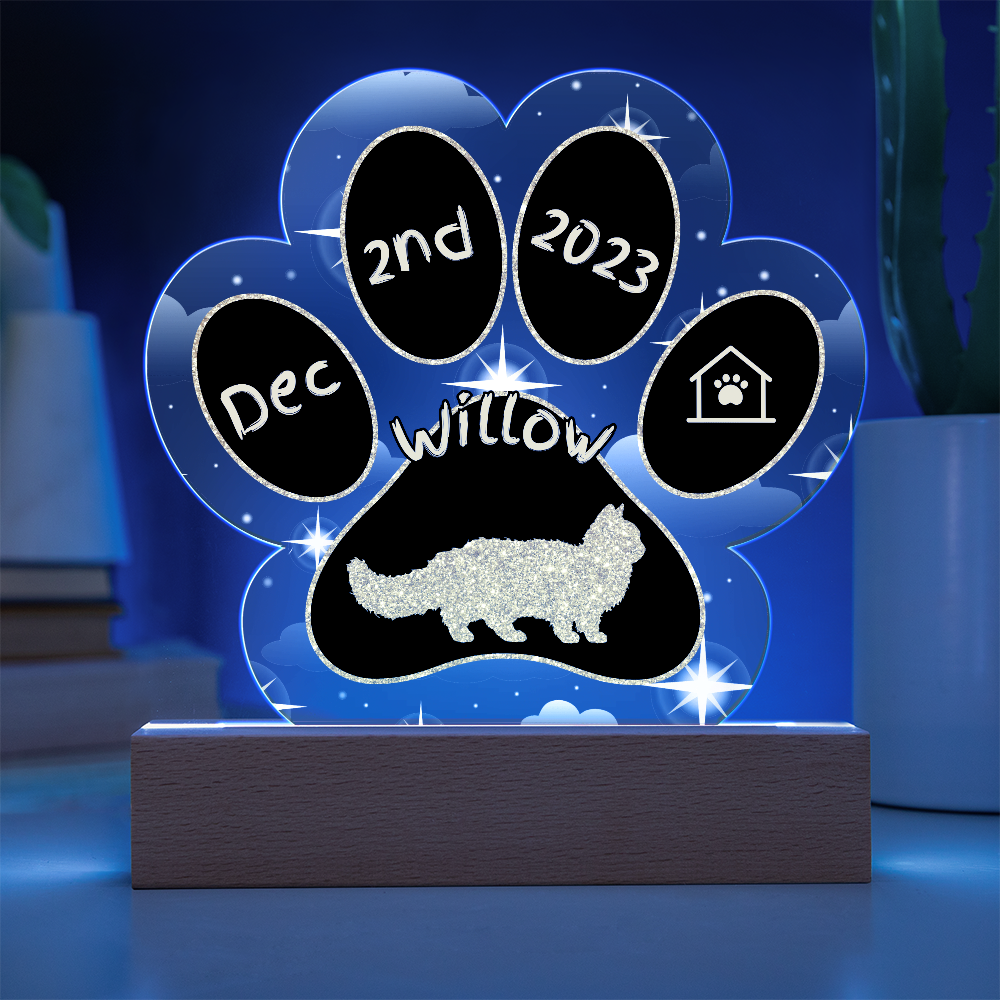 Lambkin - Personalized Cat Gotcha Day Acrylic Paw Print Plaque