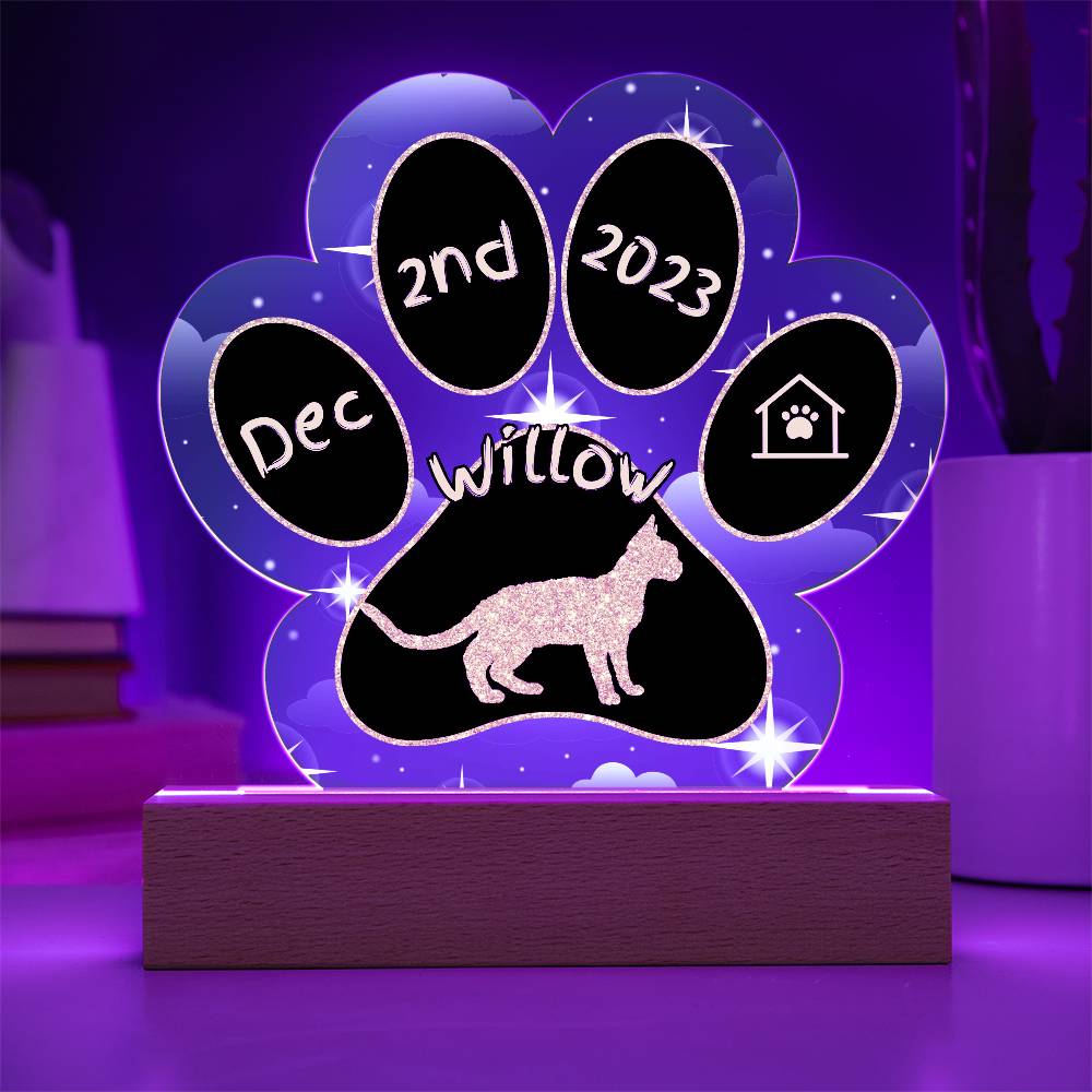 Devon Rex - Personalized Cat Gotcha Day Acrylic Paw Print Plaque