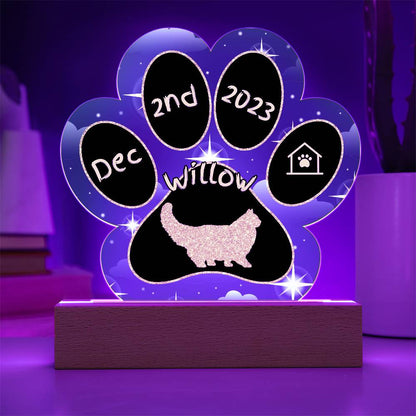 Persian - Personalized Cat Gotcha Day Acrylic Paw Print Plaque