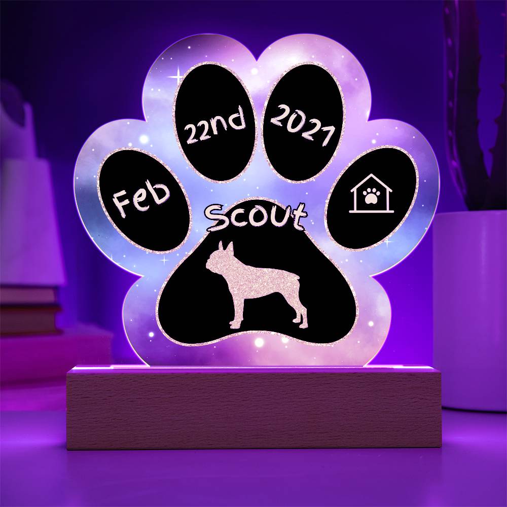 Boston Terrier - Personalized Dog Gotcha Day Acrylic Paw Print Plaque