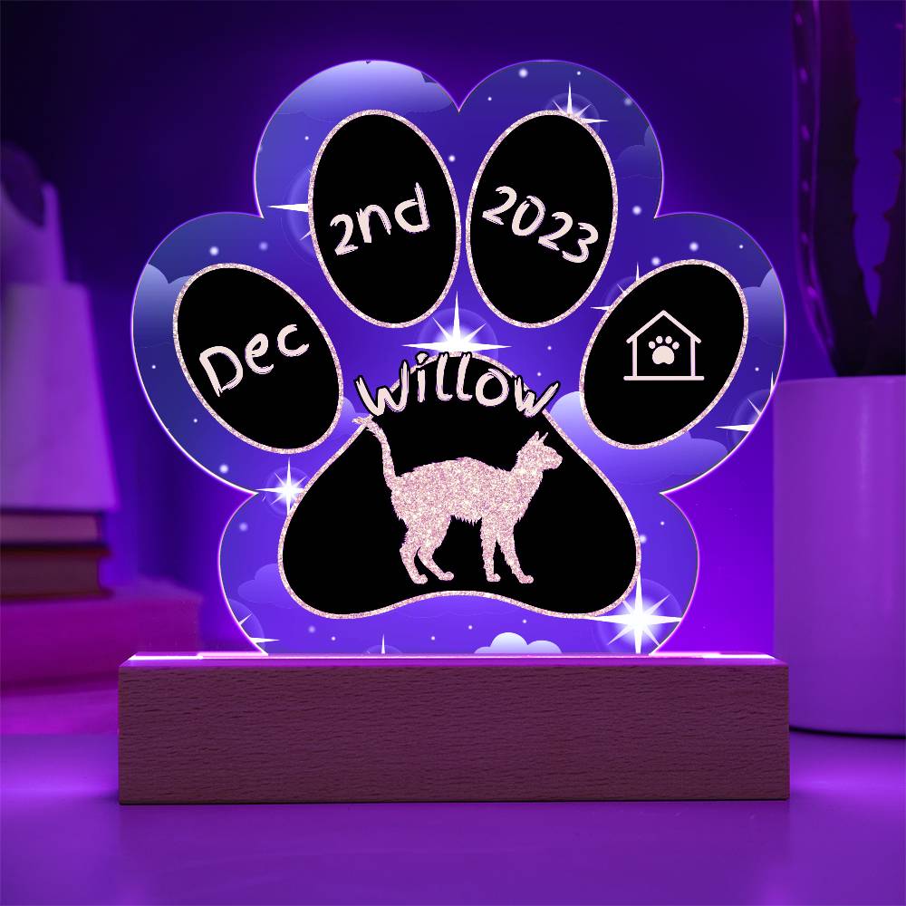 Lykoi - Personalized Cat Gotcha Day Acrylic Paw Print Plaque