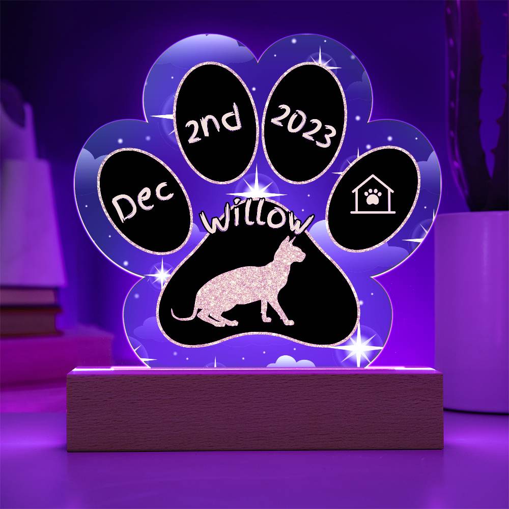 Don Sphynx - Personalized Cat Gotcha Day Acrylic Paw Print Plaque