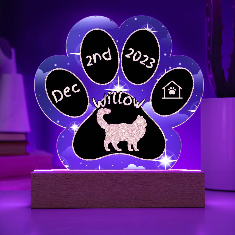 Asian Semi-Longhair - Personalized Cat Gotcha Day Acrylic Paw Print Plaque