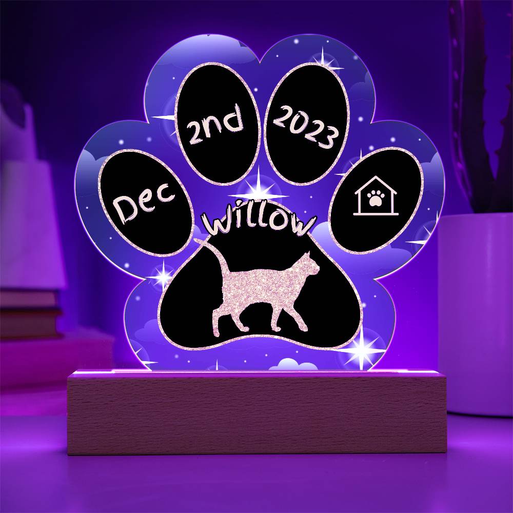 Russian White - Personalized Cat Gotcha Day Acrylic Paw Print Plaque