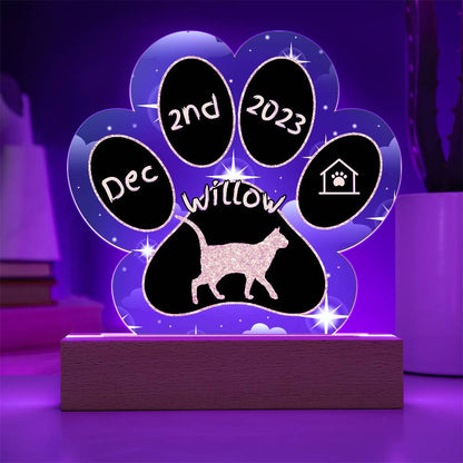 Russian White - Personalized Cat Gotcha Day Acrylic Paw Print Plaque