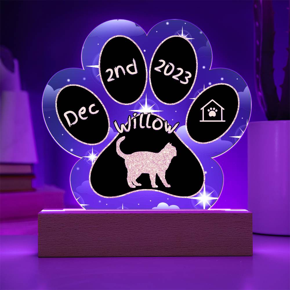 Ojos Azules - Personalized Cat Gotcha Day Acrylic Paw Print Plaque