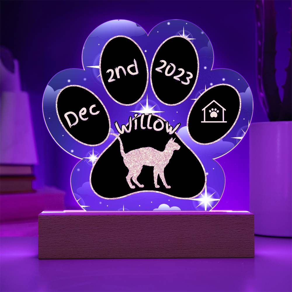 Cornish Rex - Personalized Cat Gotcha Day Acrylic Paw Print Plaque