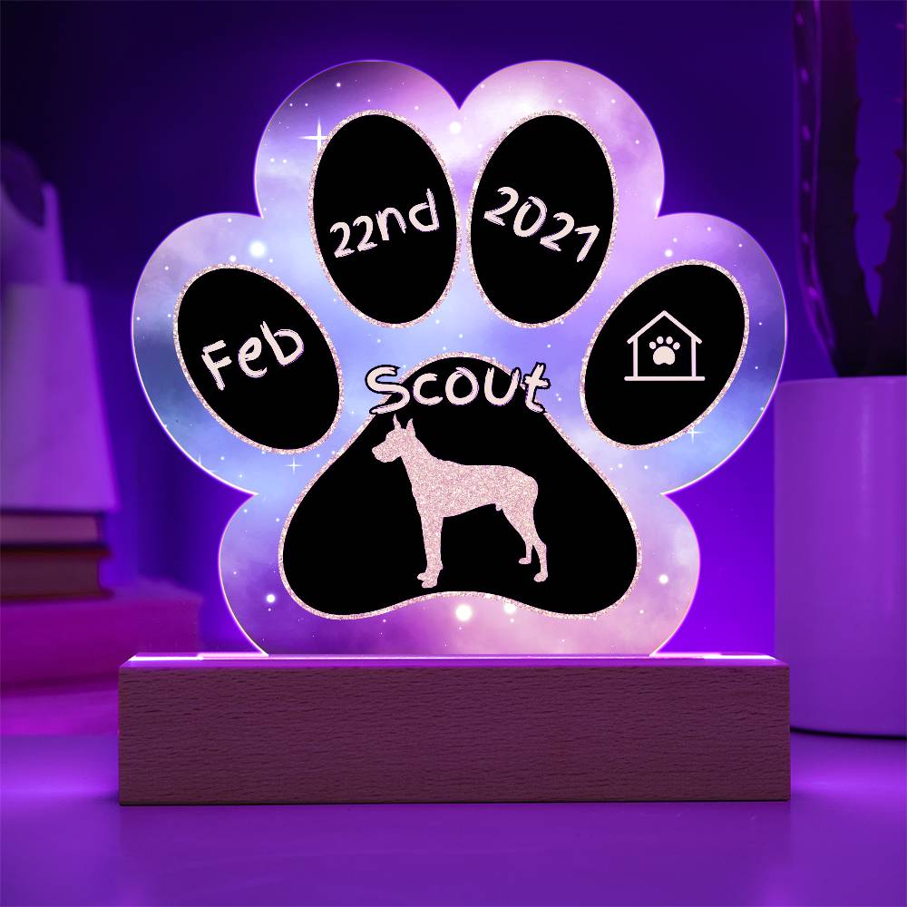 Great Dane - Personalized Dog Gotcha Day Acrylic Paw Print Plaque