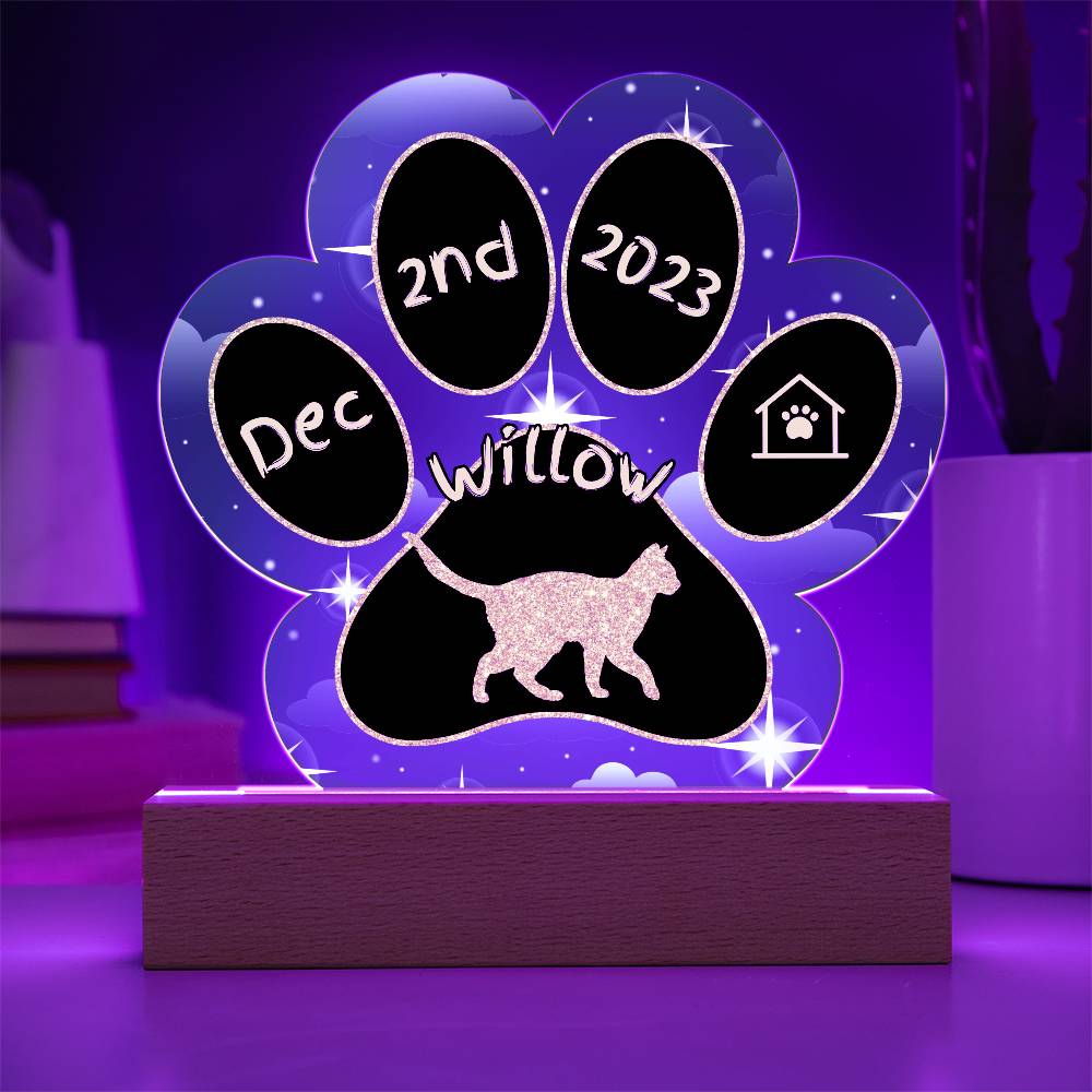 Khao  Manee - Personalized Cat Gotcha Day Acrylic Paw Print Plaque