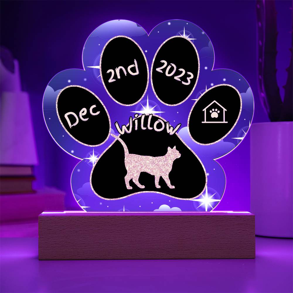 Sam Sawet - Personalized Cat Gotcha Day Acrylic Paw Print Plaque