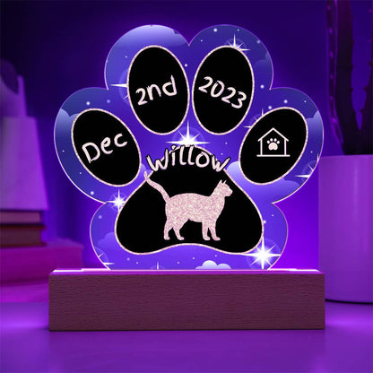 Snowshoe - Personalized Cat Gotcha Day Acrylic Paw Print Plaque