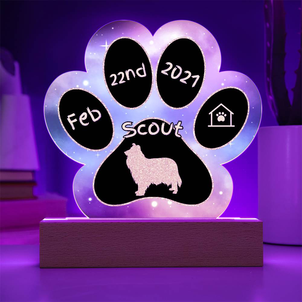 Collie - Personalized Dog Gotcha Day Acrylic Paw Print Plaque