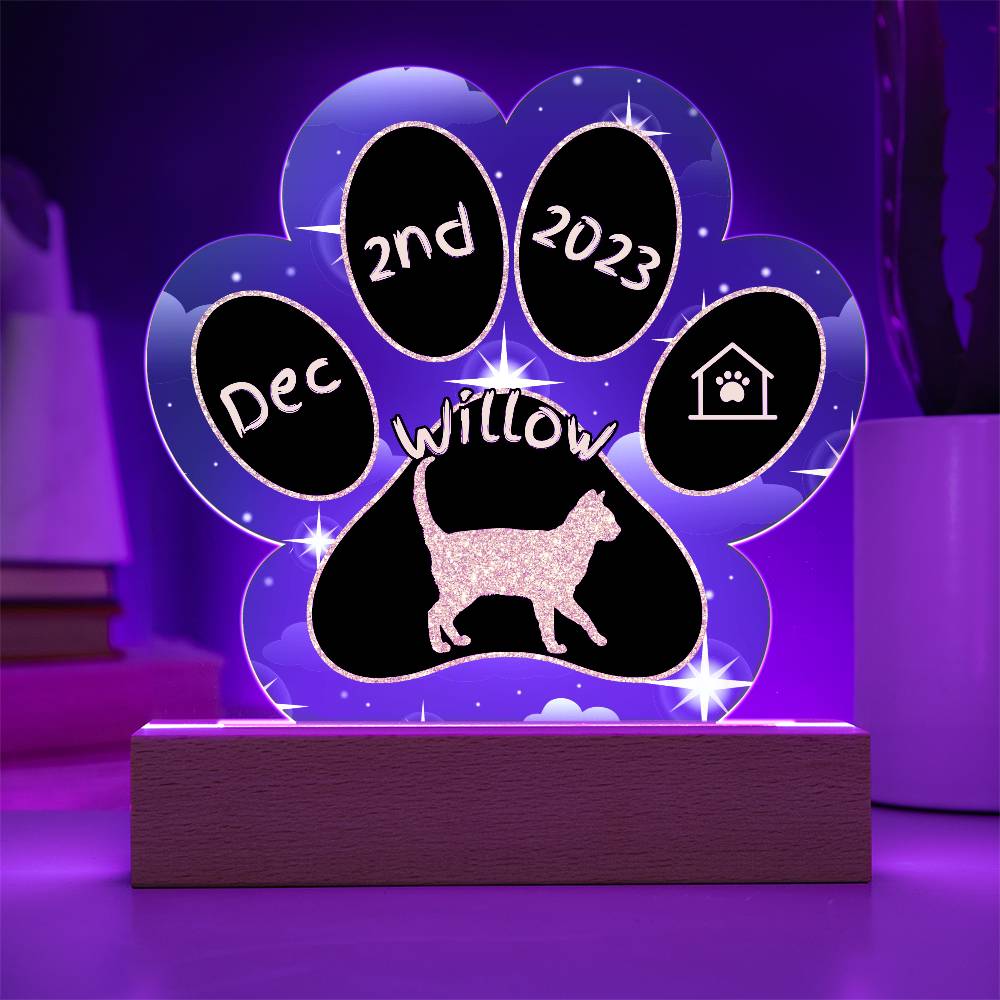 Korn Ja - Personalized Cat Gotcha Day Acrylic Paw Print Plaque