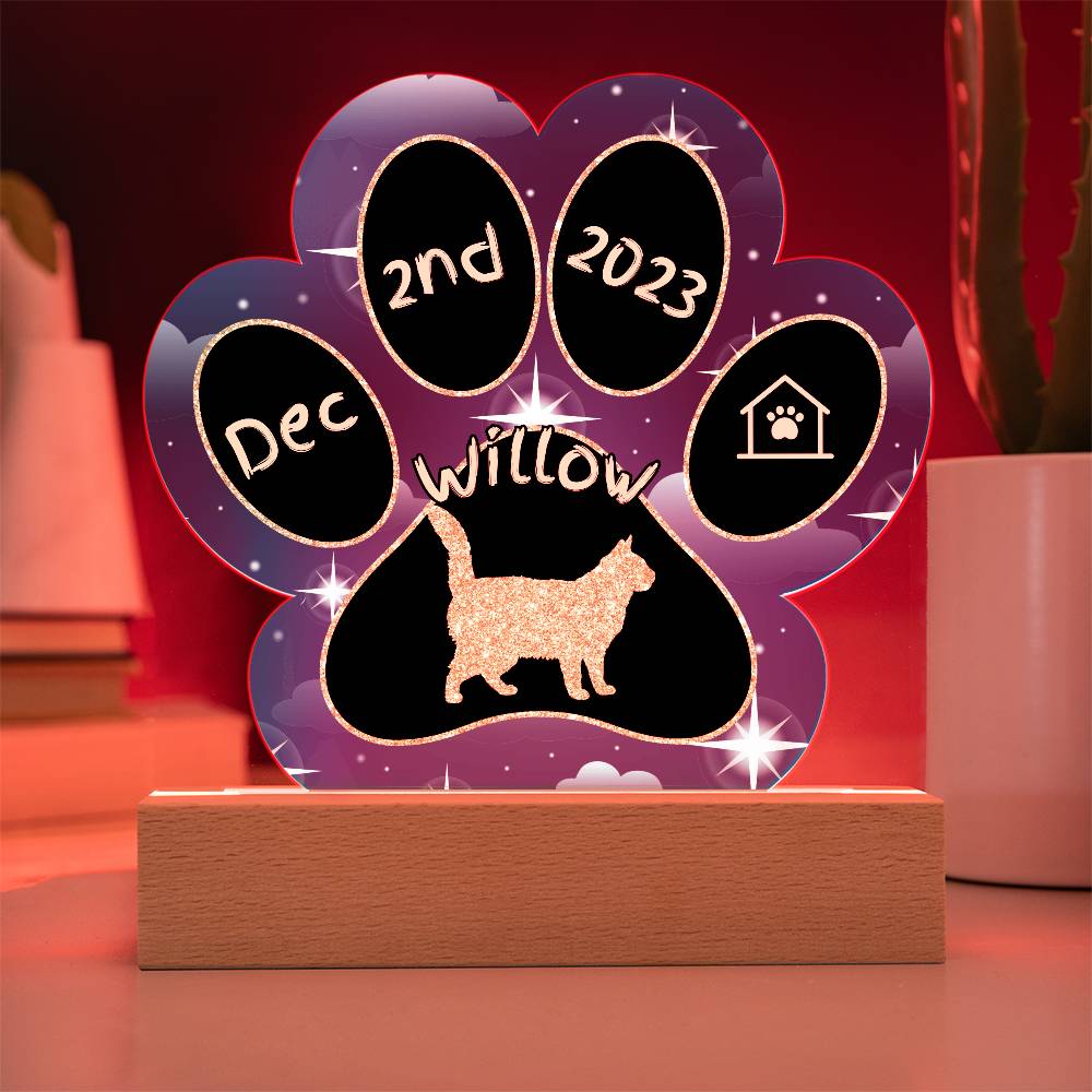 York Chocolate - Personalized Cat Gotcha Day Acrylic Paw Print Plaque