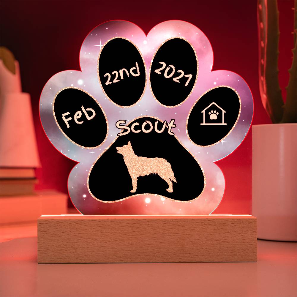 Mudi - Personalized Dog Gotcha Day Acrylic Paw Print Plaque