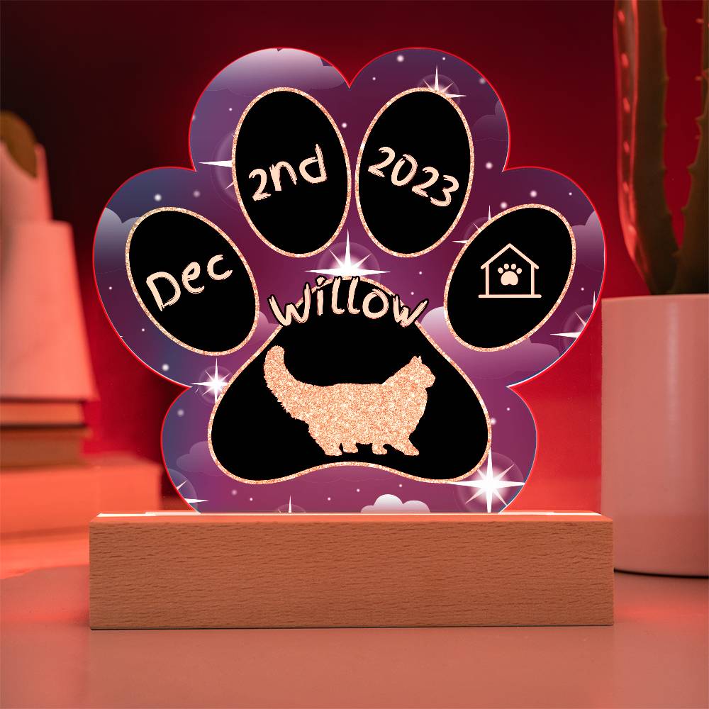 Persian - Personalized Cat Gotcha Day Acrylic Paw Print Plaque