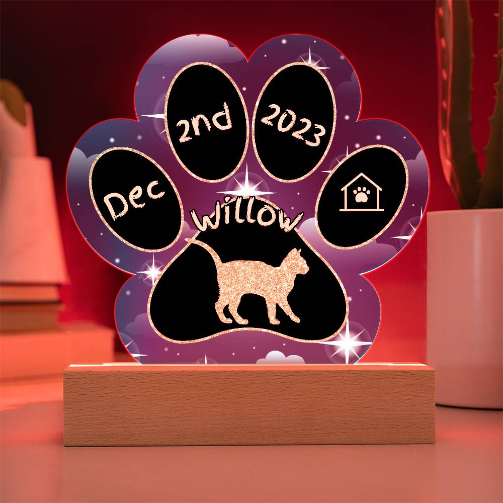 Kanaani - Personalized Cat Gotcha Day Acrylic Paw Print Plaque