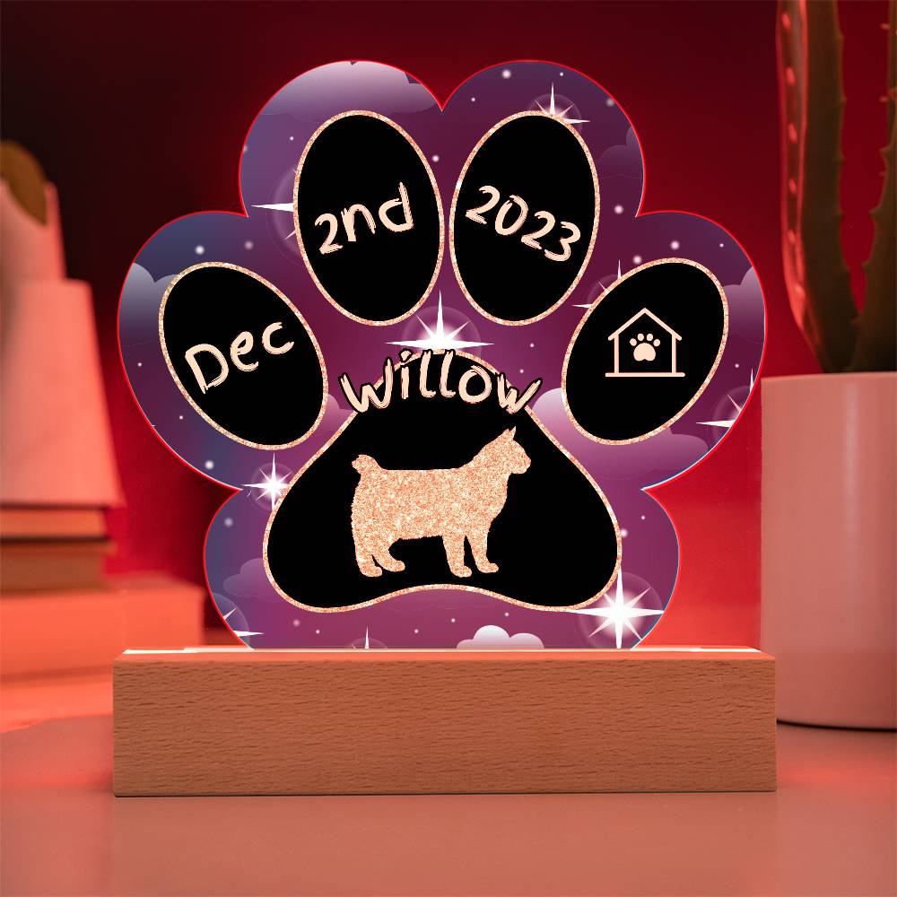 Pixiebob - Personalized Cat Gotcha Day Acrylic Paw Print Plaque