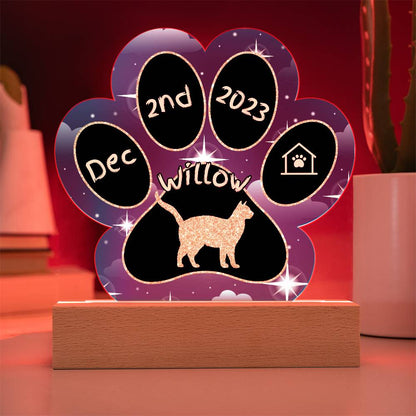 Snowshoe - Personalized Cat Gotcha Day Acrylic Paw Print Plaque