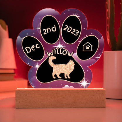 Asian Semi-Longhair - Personalized Cat Gotcha Day Acrylic Paw Print Plaque