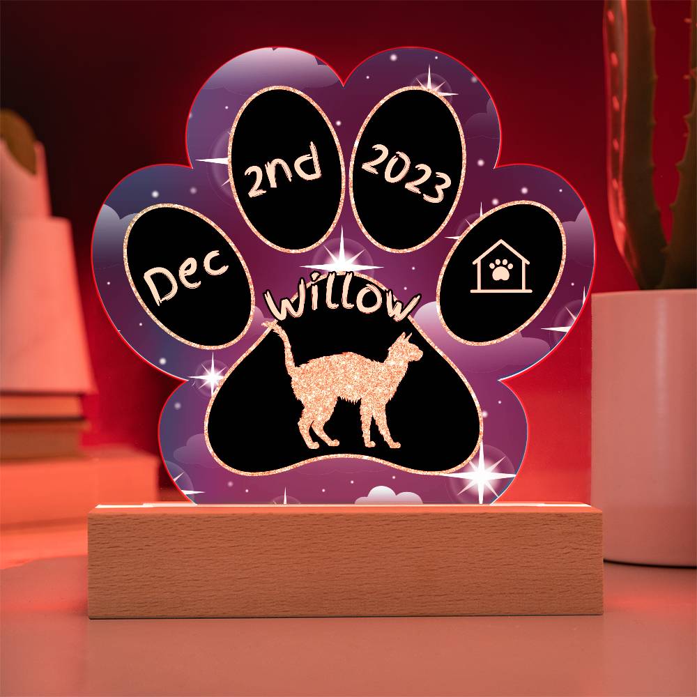 Lykoi - Personalized Cat Gotcha Day Acrylic Paw Print Plaque