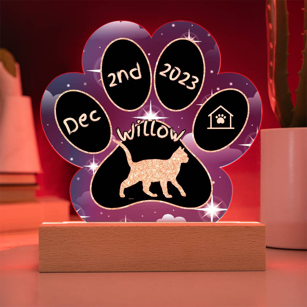 Burmese - Personalized Cat Gotcha Day Acrylic Paw Print Plaque