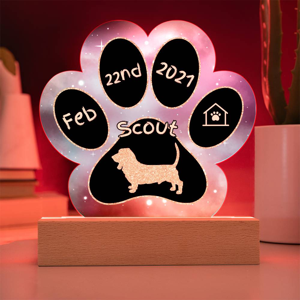 Basset Hound - Personalized Dog Gotcha Day Acrylic Paw Print Plaque