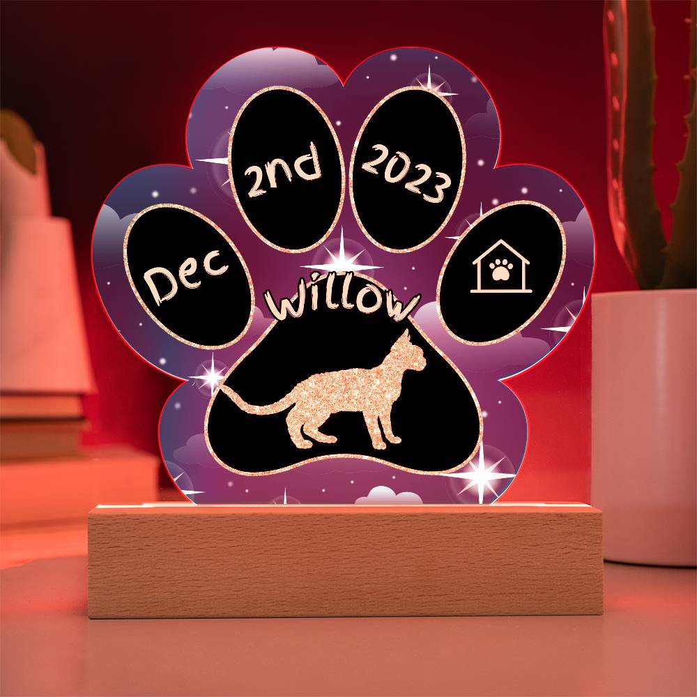 Devon Rex - Personalized Cat Gotcha Day Acrylic Paw Print Plaque