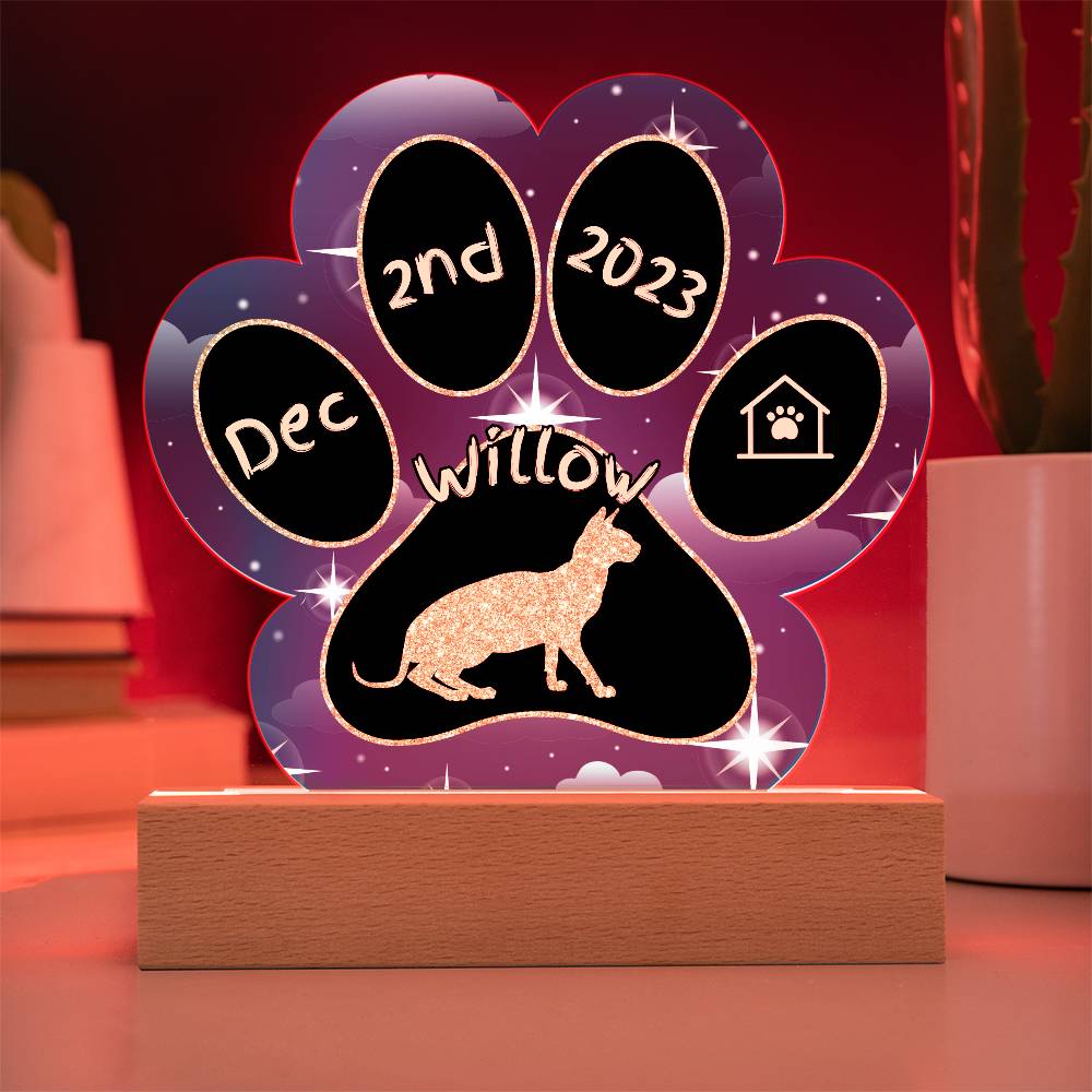 Don Sphynx - Personalized Cat Gotcha Day Acrylic Paw Print Plaque