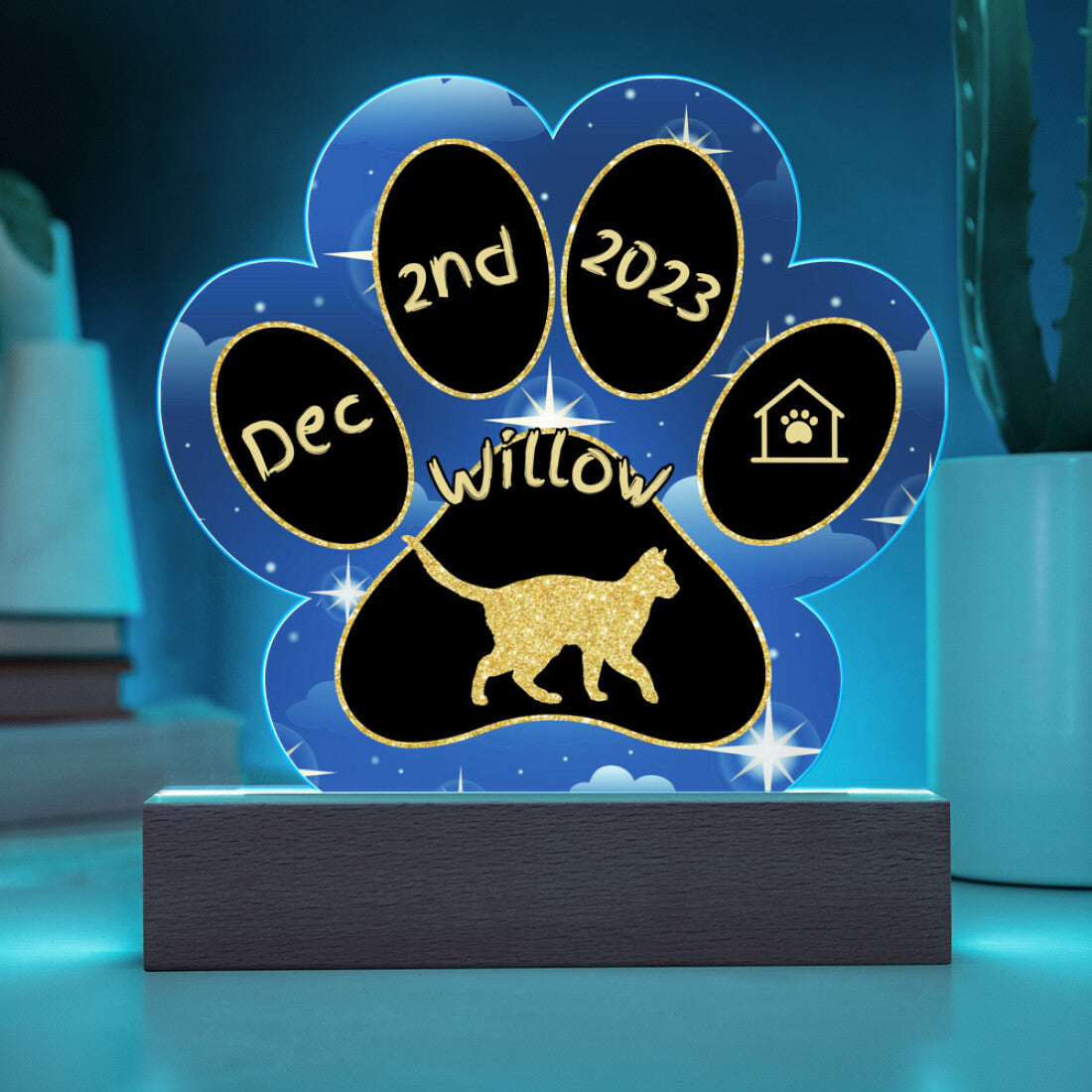 Khao  Manee - Personalized Cat Gotcha Day Acrylic Paw Print Plaque