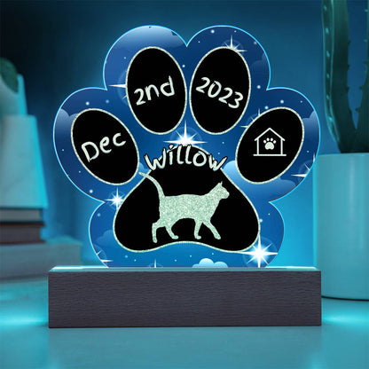 Russian White - Personalized Cat Gotcha Day Acrylic Paw Print Plaque