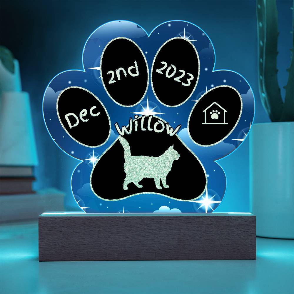 York Chocolate - Personalized Cat Gotcha Day Acrylic Paw Print Plaque