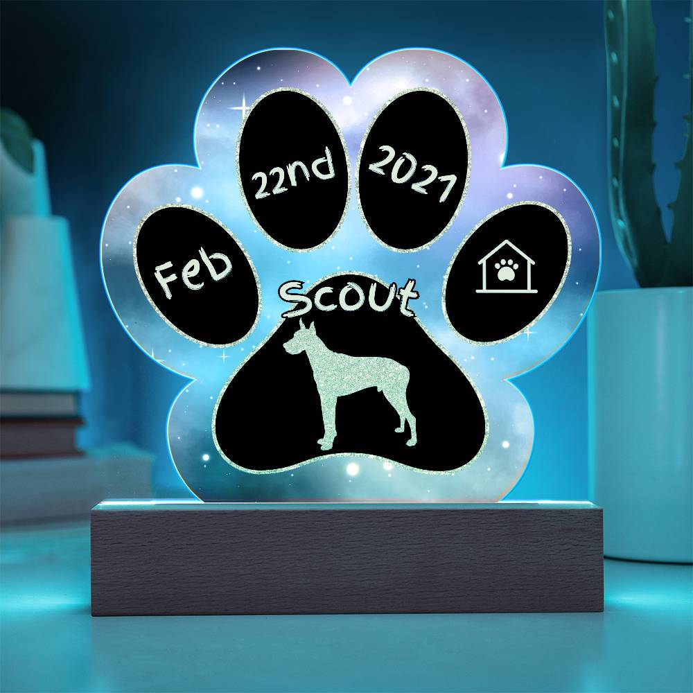 Great Dane - Personalized Dog Gotcha Day Acrylic Paw Print Plaque