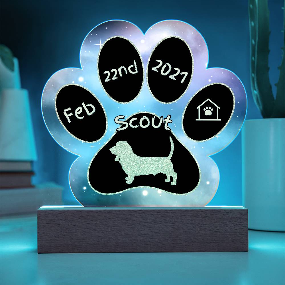 Basset Hound - Personalized Dog Gotcha Day Acrylic Paw Print Plaque