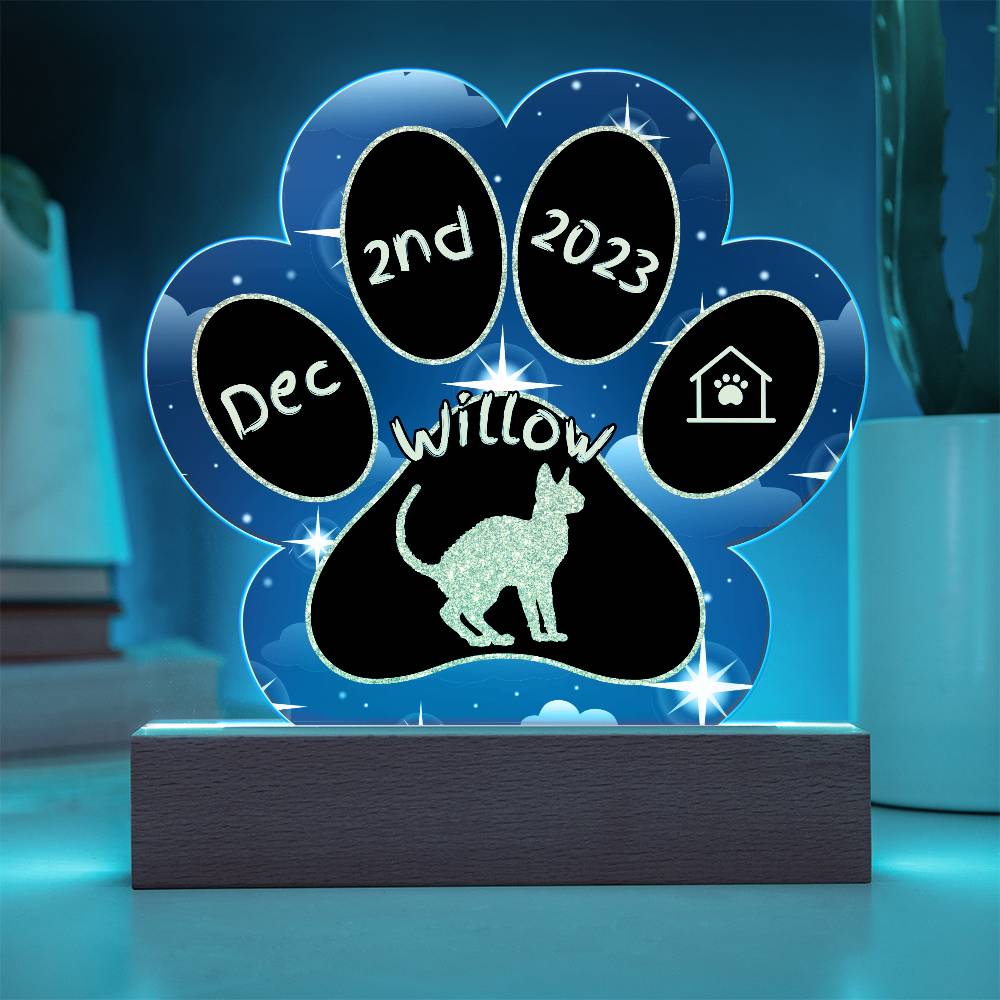 Oregon Rex - Personalized Cat Gotcha Day Acrylic Paw Print Plaque