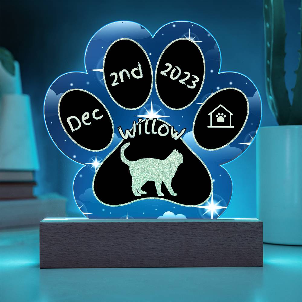 Ojos Azules - Personalized Cat Gotcha Day Acrylic Paw Print Plaque