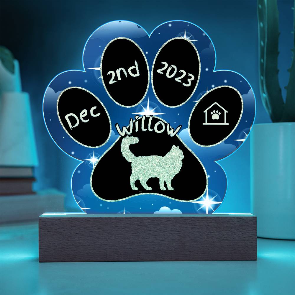 Asian Semi-Longhair - Personalized Cat Gotcha Day Acrylic Paw Print Plaque