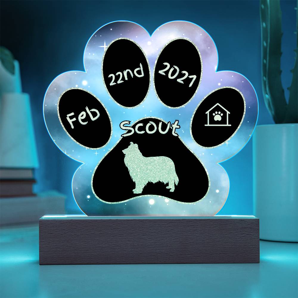 Collie - Personalized Dog Gotcha Day Acrylic Paw Print Plaque