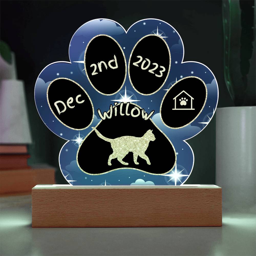 Khao  Manee - Personalized Cat Gotcha Day Acrylic Paw Print Plaque