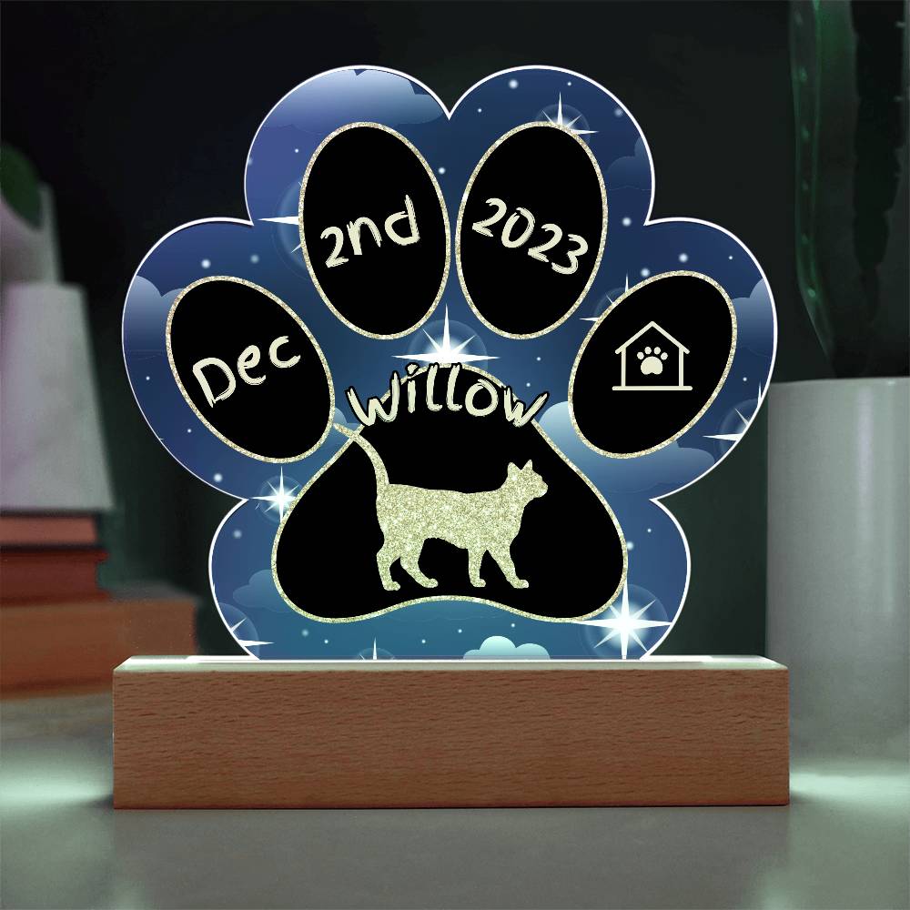 Sam Sawet - Personalized Cat Gotcha Day Acrylic Paw Print Plaque