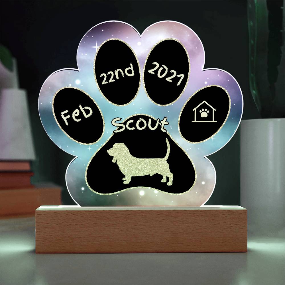 Basset Hound - Personalized Dog Gotcha Day Acrylic Paw Print Plaque