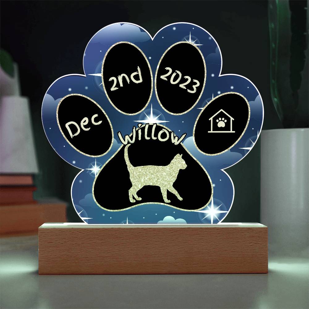 Korn Ja - Personalized Cat Gotcha Day Acrylic Paw Print Plaque