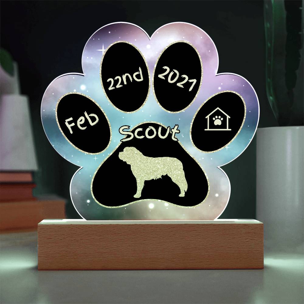 Saint Bernard - Personalized Dog Gotcha Day Acrylic Paw Print Plaque