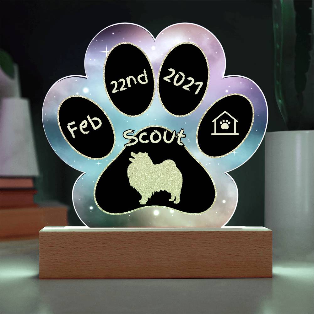 Keeshond - Personalized Dog Gotcha Day Acrylic Paw Print Plaque